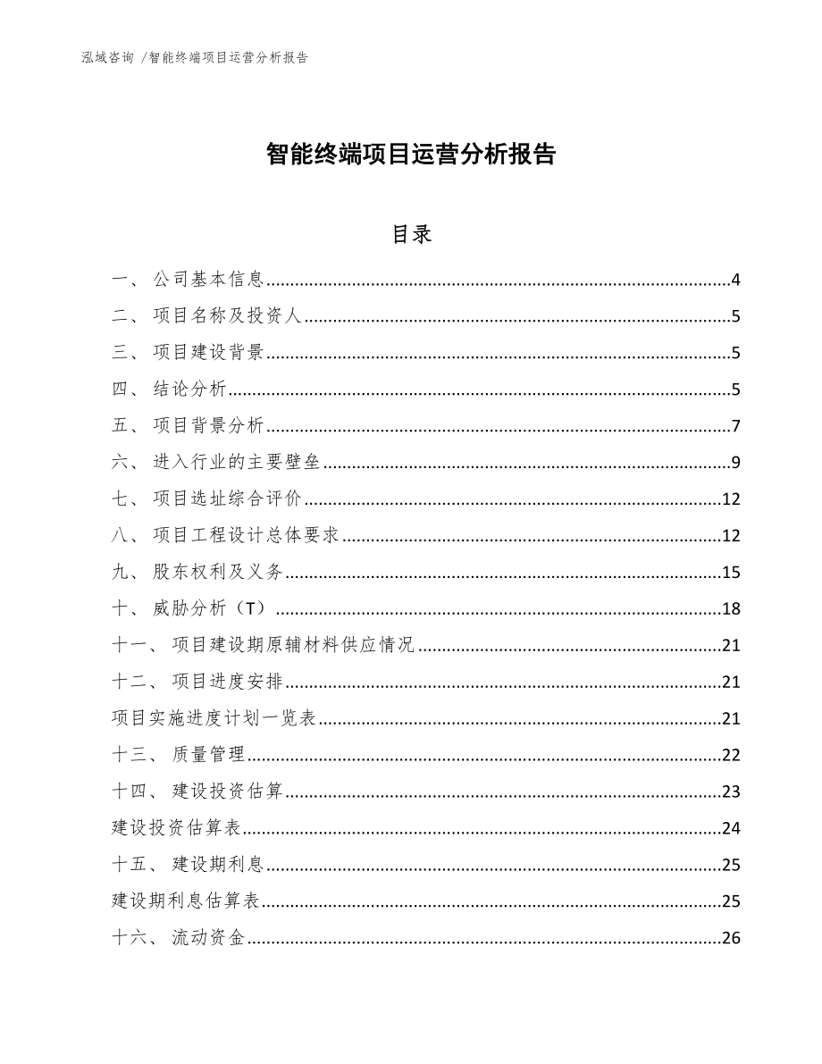 智能终端项目运营分析报告_第1页