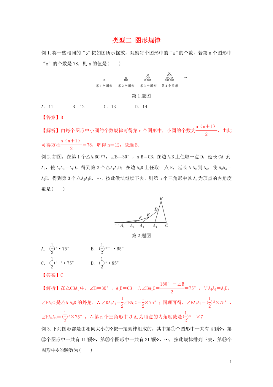 2020年中考數(shù)學二輪復(fù)習 重難題型突破 類型二 圖形規(guī)律_第1頁