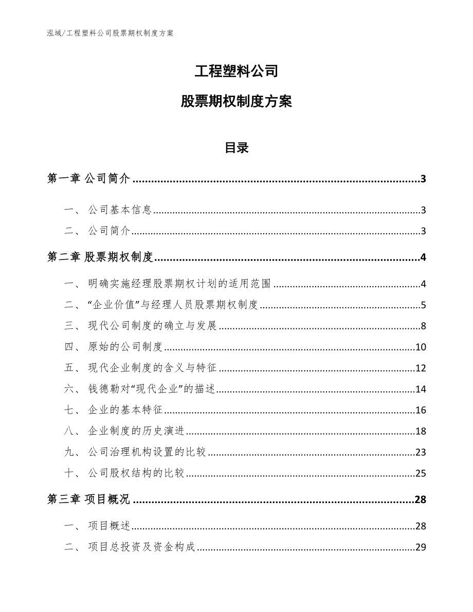 工程塑料公司股票期权制度方案_参考_第1页