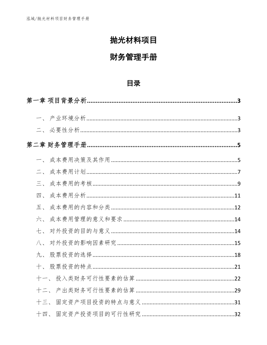 抛光材料项目财务管理手册_参考_第1页