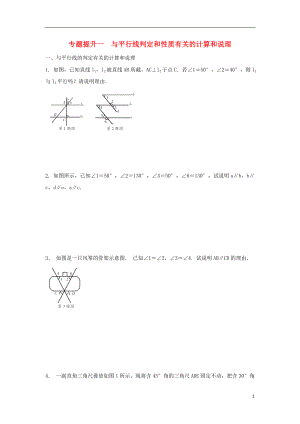 七年級(jí)數(shù)學(xué)下冊(cè) 專題提升一 與平行線判定和性質(zhì)有關(guān)的計(jì)算和說(shuō)理校本作業(yè) （新版）浙教版