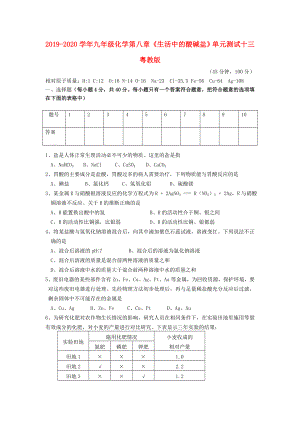 2019-2020學(xué)年九年級(jí)化學(xué)-第八章《生活中的酸堿鹽》單元測(cè)試十三-粵教版