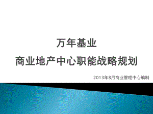 万年基业商业职能战略计划讨论稿13.8.27