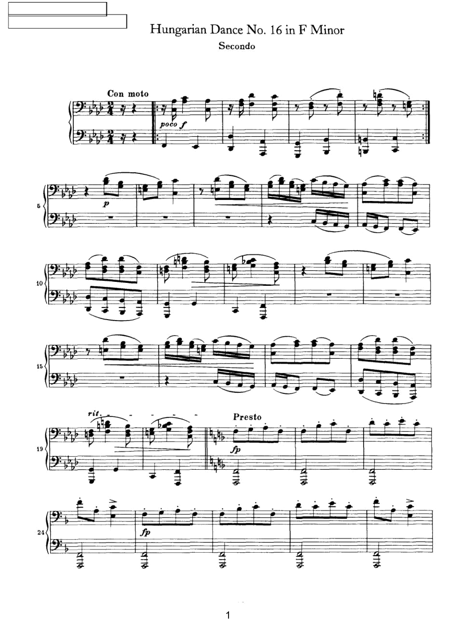 Brahms-HungarianDanceforfourhandsNo16inFMinor原版正谱钢琴谱五线谱四手联弹.pdf_第1页