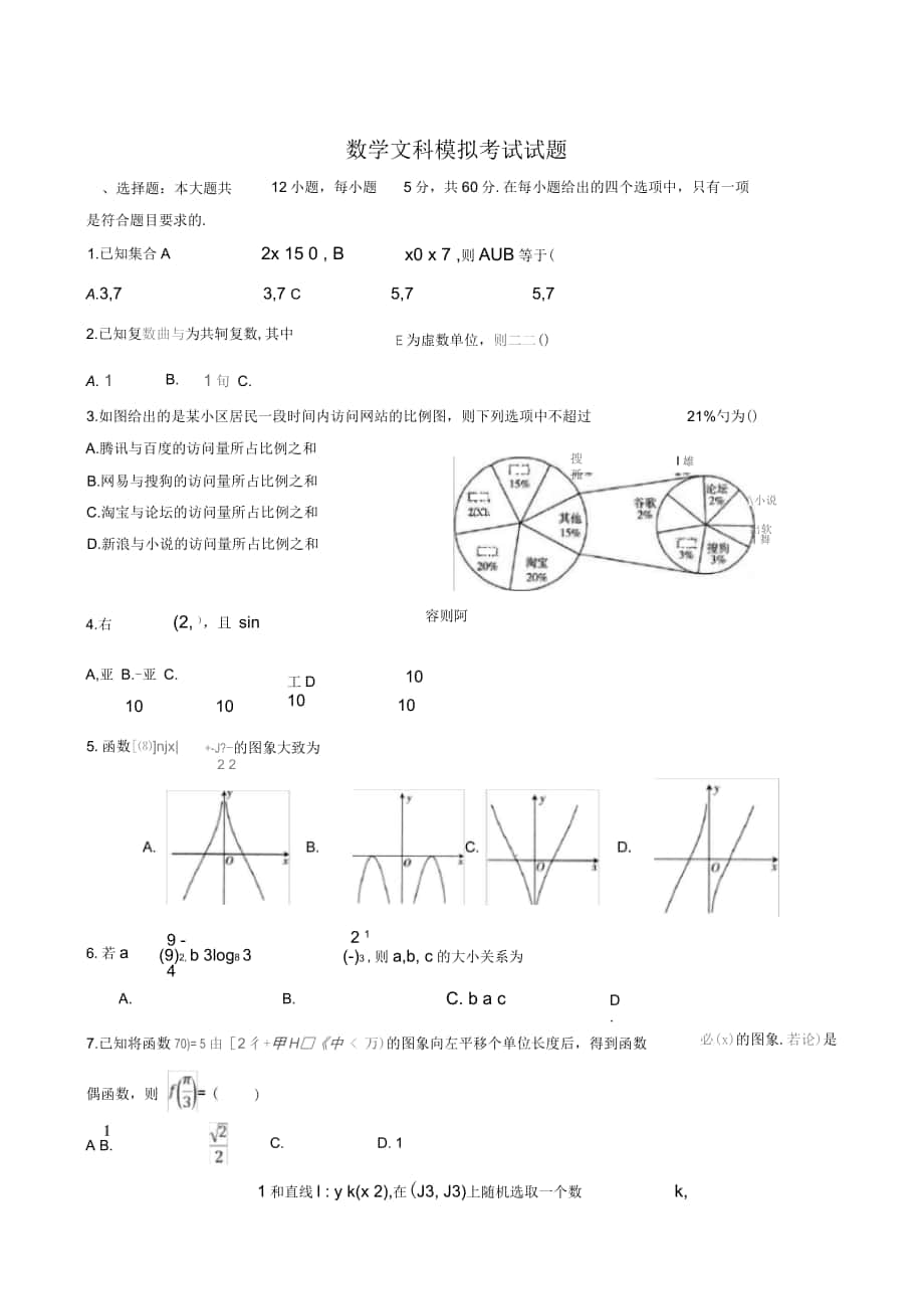 陕西省高三模拟考试数学(文)试题_第1页