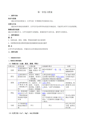 【優(yōu)選整合】人教版高中化學(xué)必修1期末復(fù)習(xí)第1章復(fù)習(xí)教案