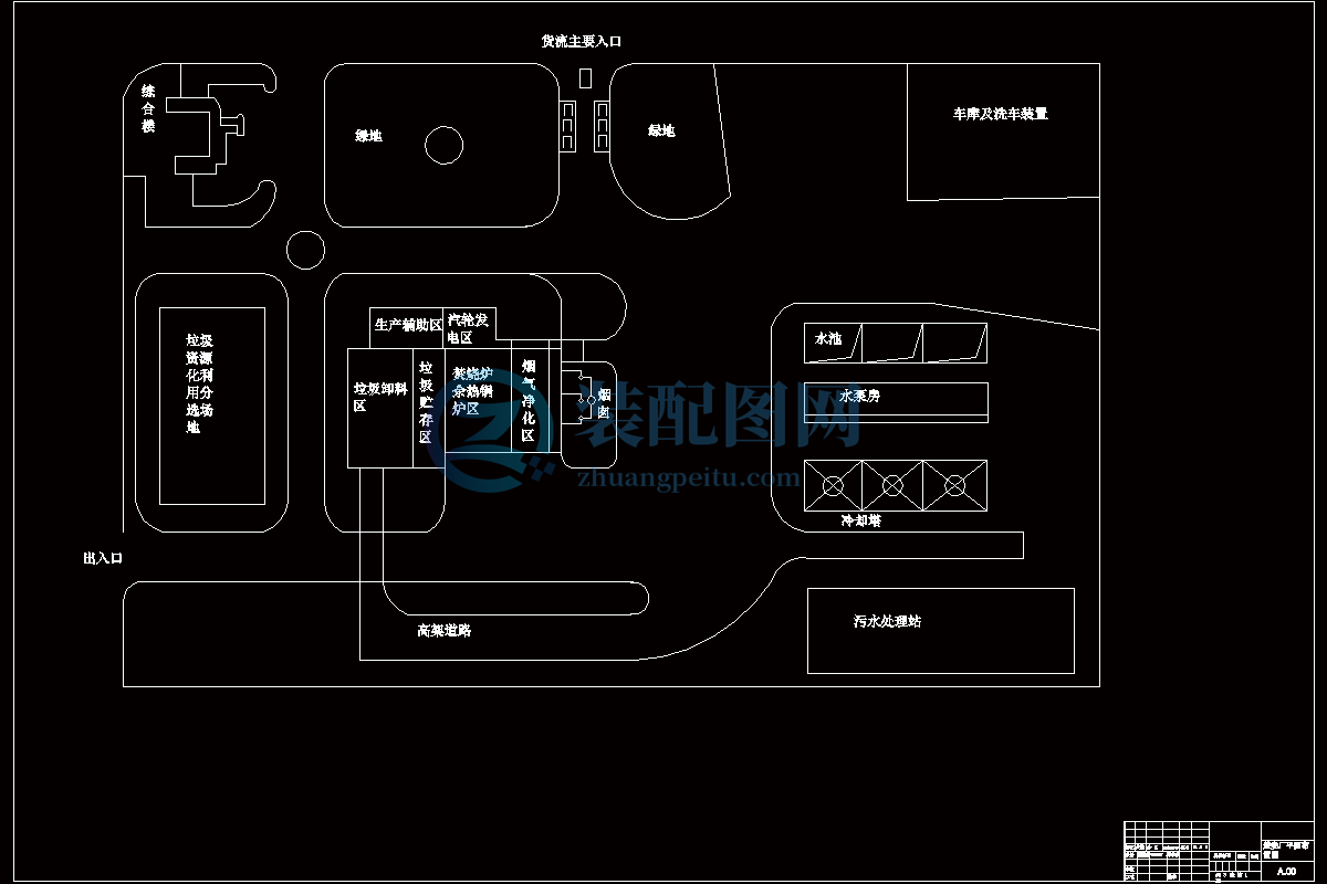焚燒廠平面布置圖CAD圖紙