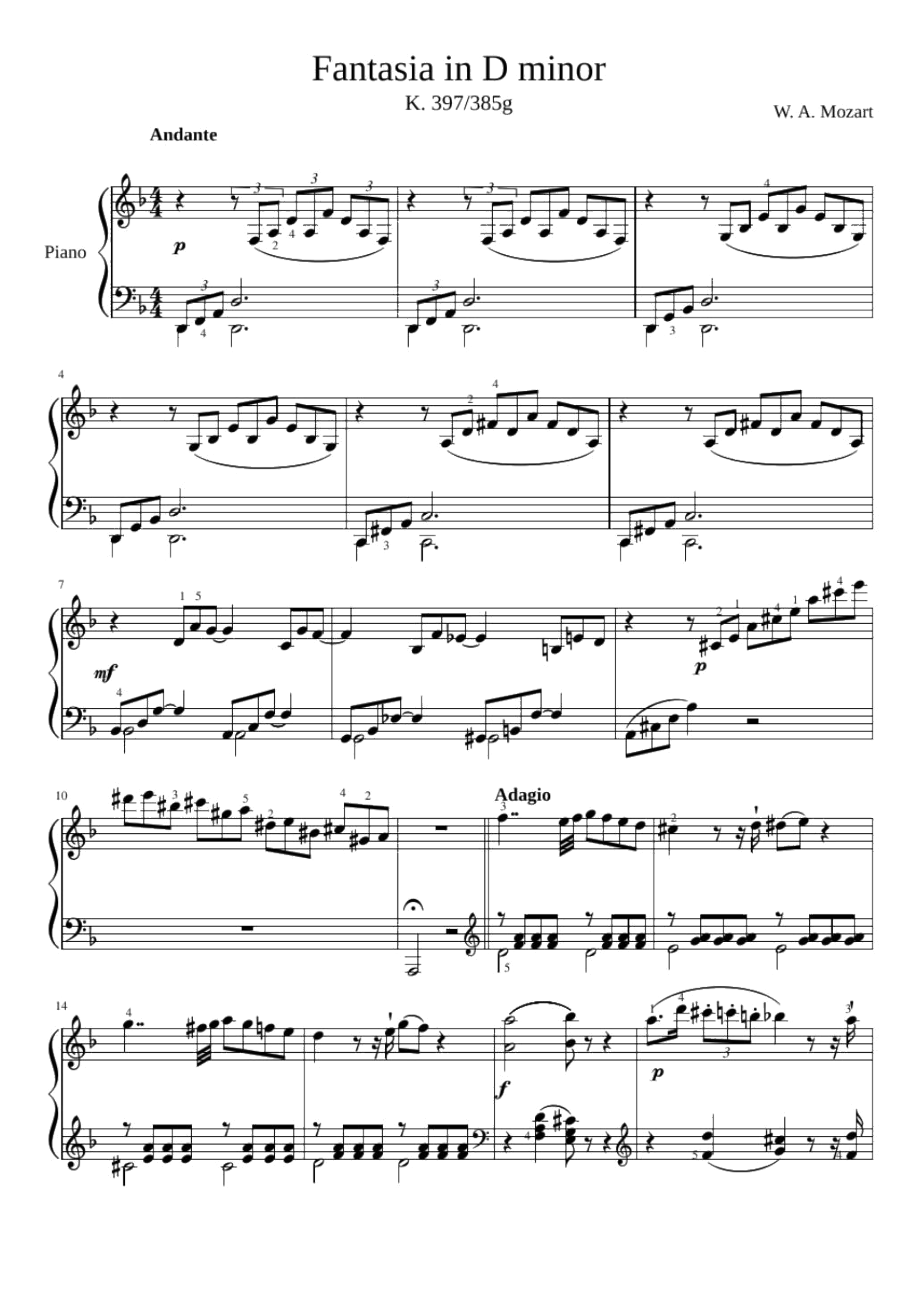 FantasiainDMinorK.397(莫扎特)原版正谱五线谱钢琴谱_第1页