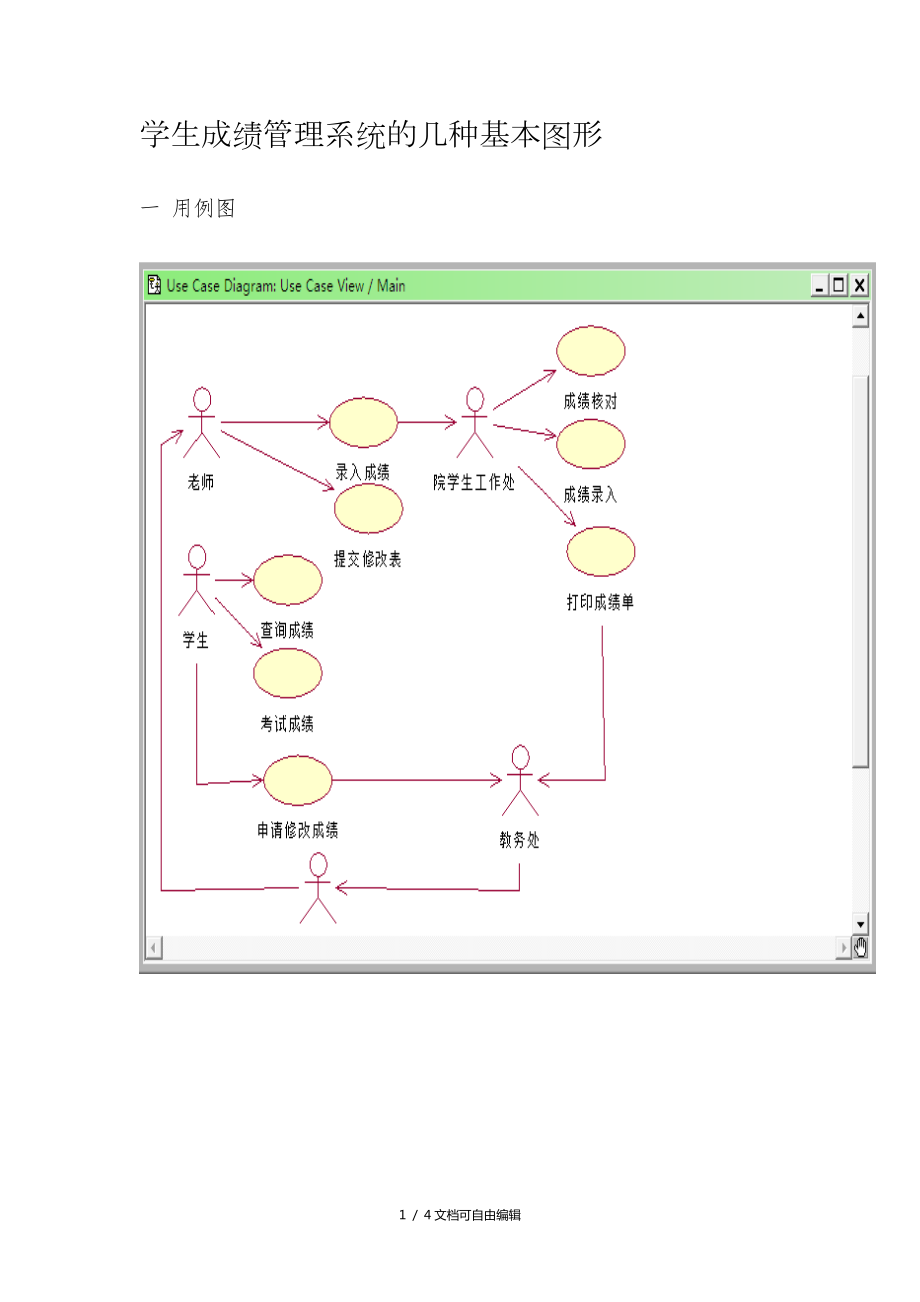 学生管理系统的用例图类图活动图状态图_第1页