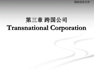 国际经济合作第三章跨国公司