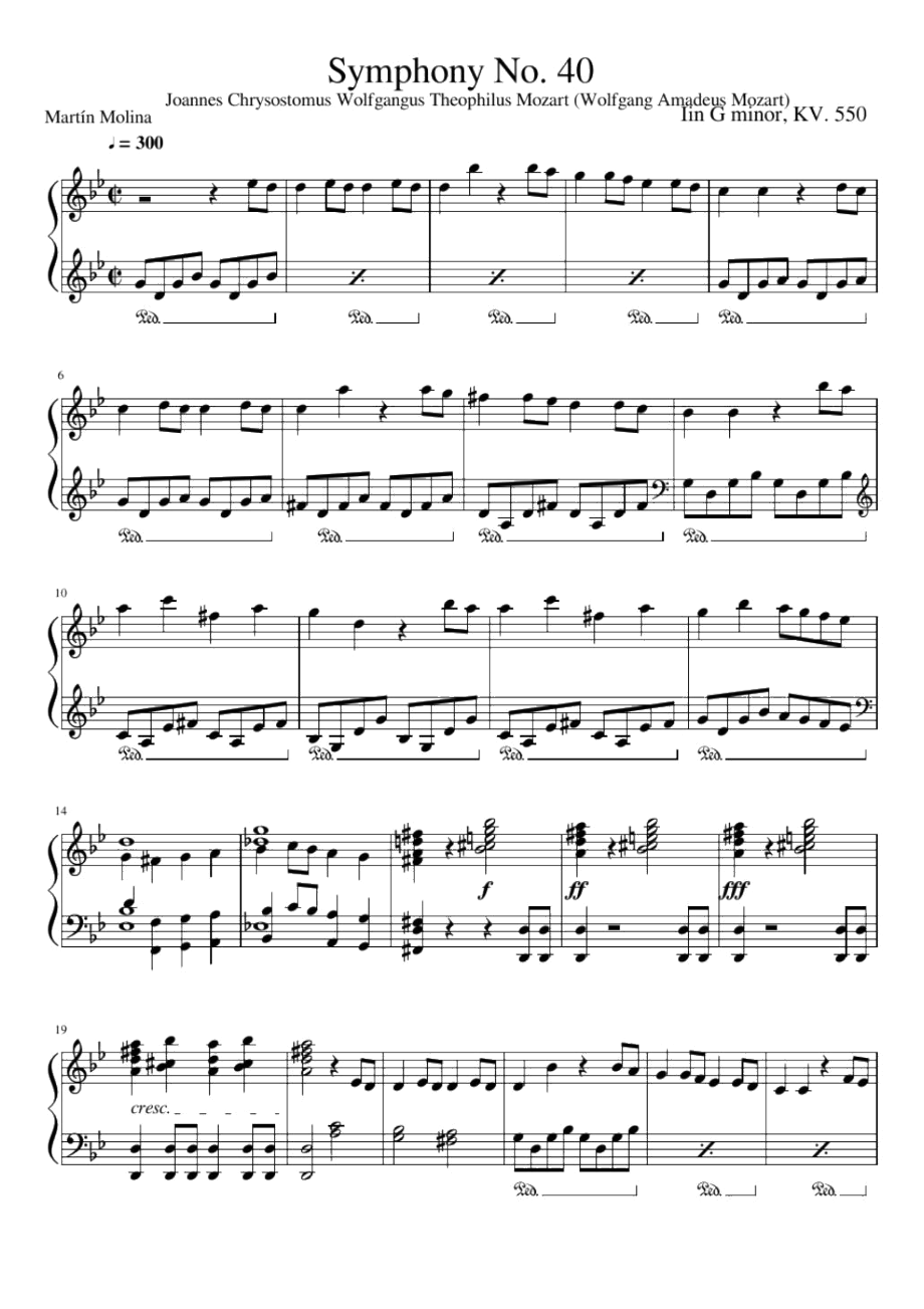 SymphonyNo.40(Mozart)(莫扎特)原版正谱五线谱钢琴谱_第1页