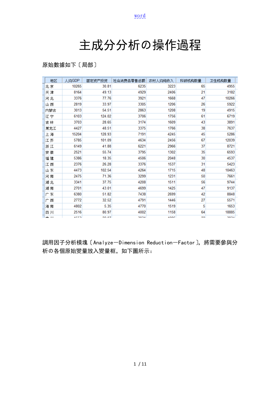 SPSS进行主成分分析报告地步骤(图文)_第1页