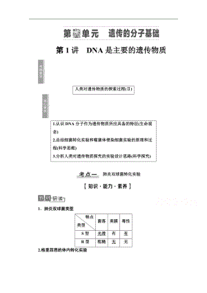 高三生物人教版一輪教師用書：必修2 第6單元 第1講　DNA是主要的遺傳物質(zhì) Word版含解析