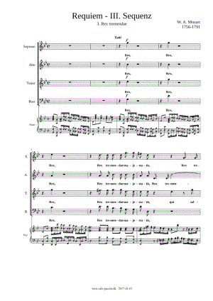 Requiem-Mozart-5.Rextremendae(莫扎特)原版正谱五线谱钢琴谱