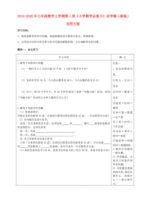 2019-2020年七年級數(shù)學上學期第1周《小學數(shù)學總復(fù)習》講學稿(新版)北師大版