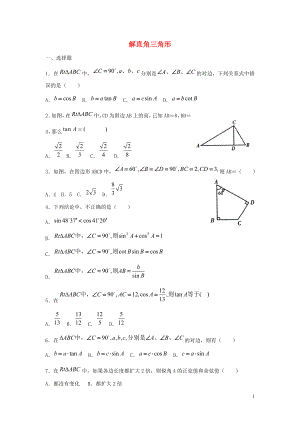 九年级数学上册 第2章 解直角三角形 2.4 解直角三角形同步练习（新版）青岛版