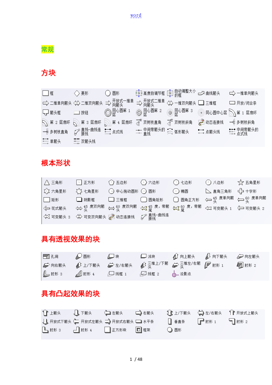 visio图形状元素一览(全)_第1页