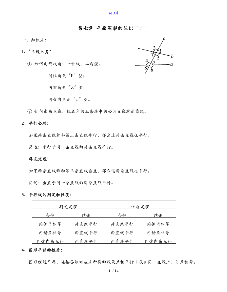 (新穎)蘇科版七下數(shù)學(xué)知識點(diǎn)總結(jié)材料_第1頁