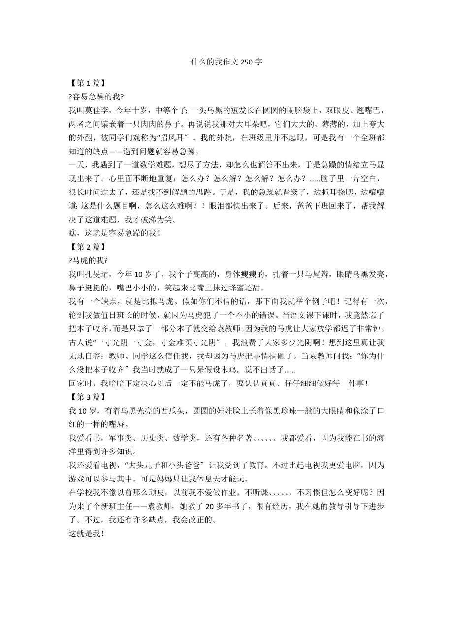 什么的我作文250字_第1页