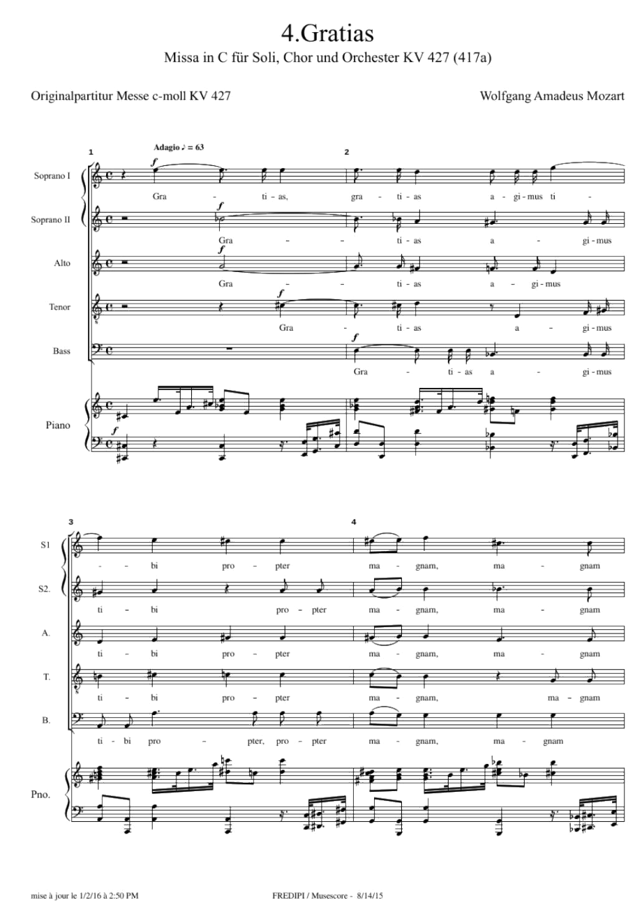 Mozart-MesseCmollKV427-4.Gratias(莫扎特)原版正谱五线谱钢琴谱_第1页