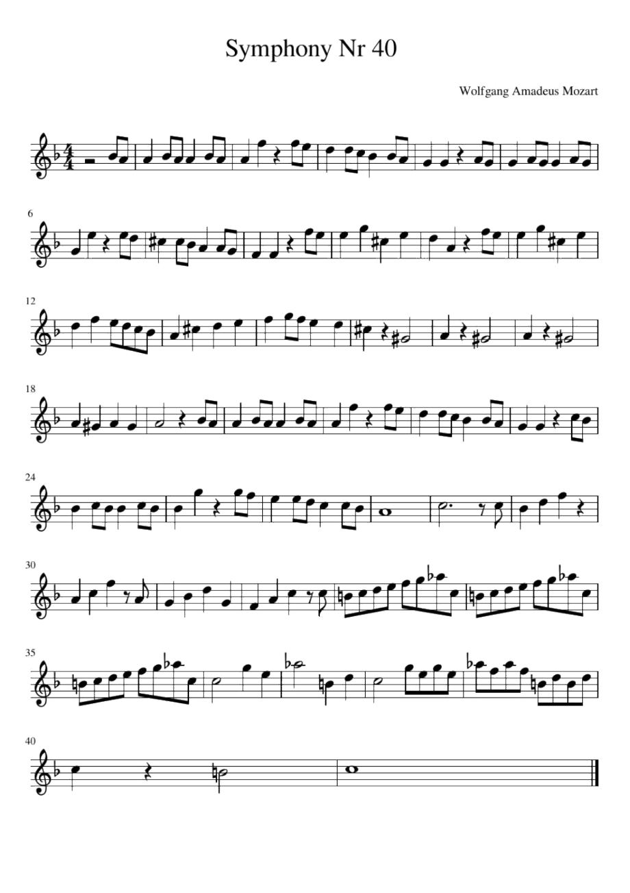 SymphonyNr40.F(莫扎特)原版正谱五线谱钢琴谱_第1页