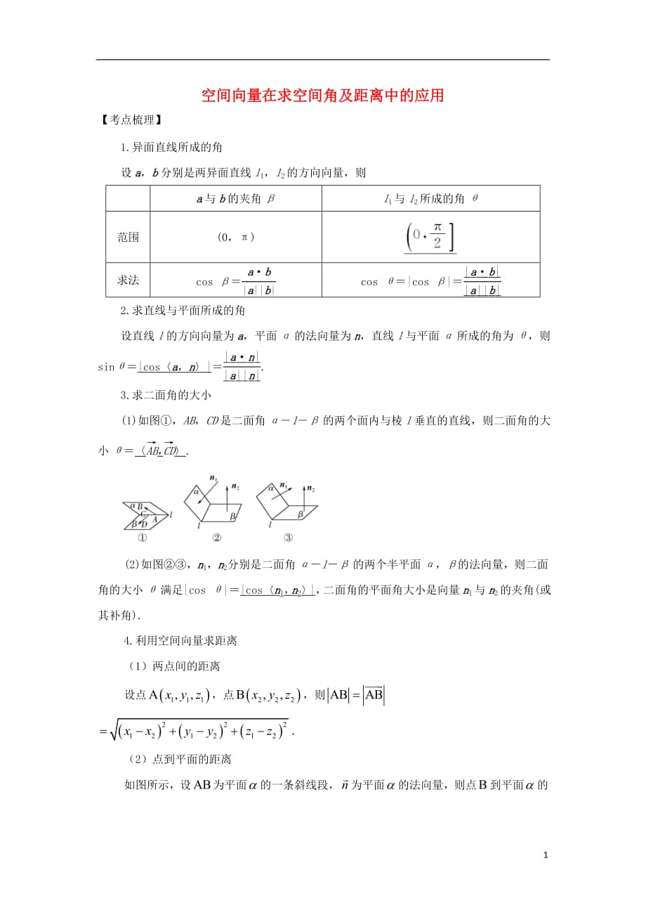 2018年高考數(shù)學 立體幾何：空間向量在求空間角及距離中的應用題源探究_第1頁