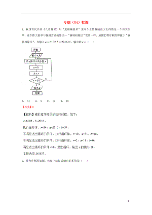 2018年高考數(shù)學(xué) 專題04 框圖小題精練B卷（含解析）