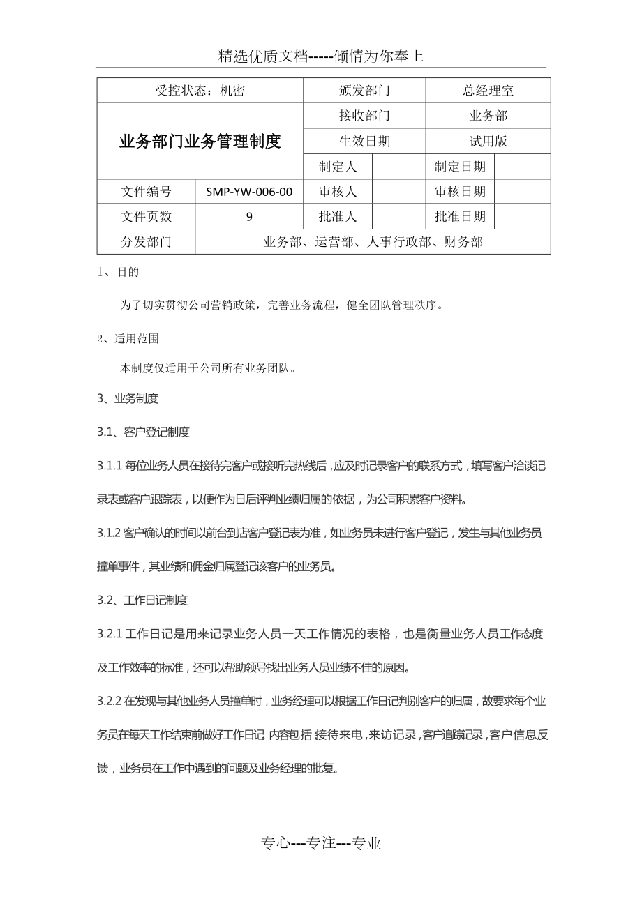 业务部团队管理制度超实用_第1页