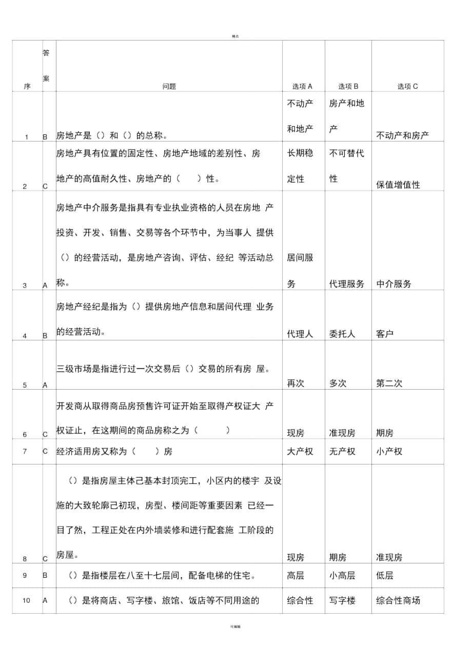 中介新员工入职基础试题-(2)_第1页