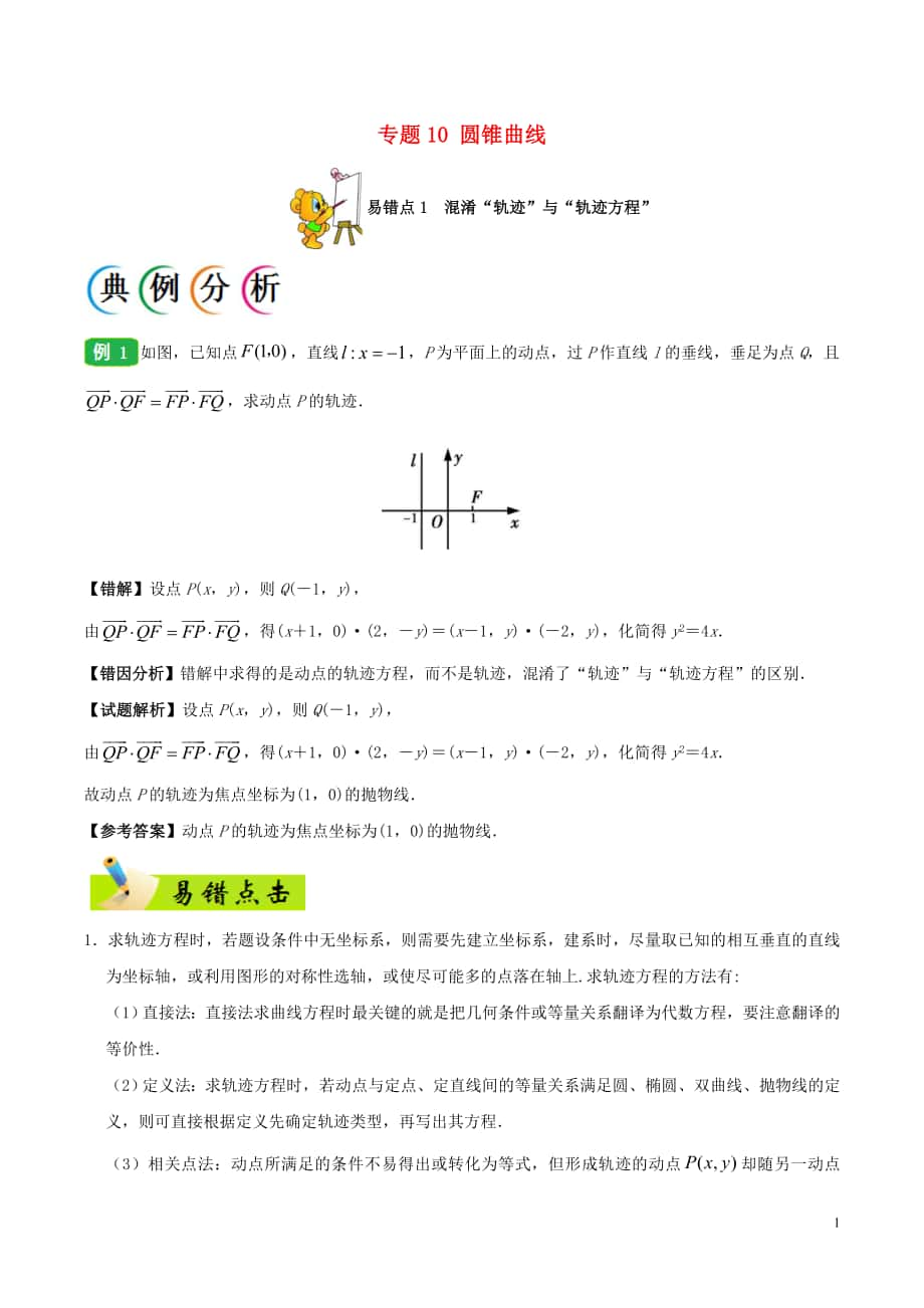 備戰(zhàn)2018年高考數(shù)學(xué) 糾錯(cuò)筆記系列 專題10 圓錐曲線 理.doc_第1頁