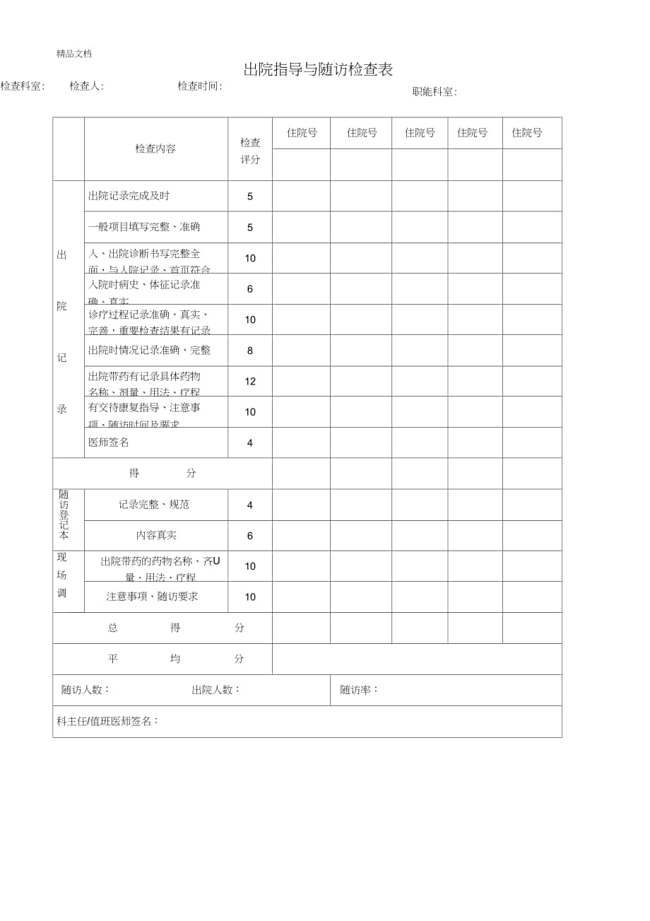 出院指导与随访检查表_第1页