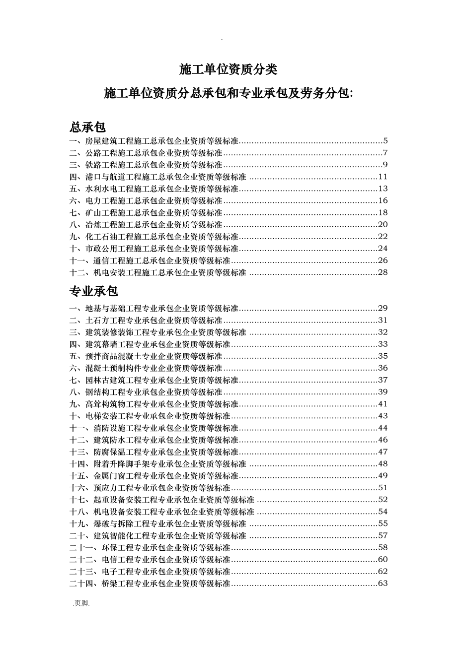 施工单位资质分类[承包范围]_第1页