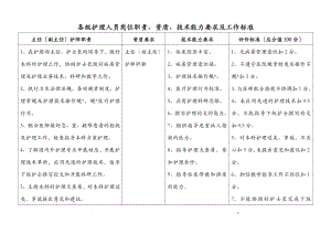 各级护理人员岗位职责、工作标准