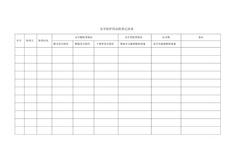 安全防护用品检查记录表_第1页