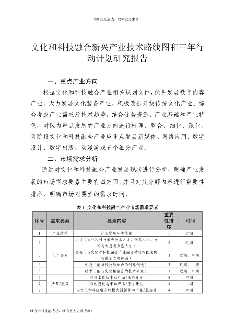 文化和科技融合新兴产业技术路线图和三年行动计划研究_第1页