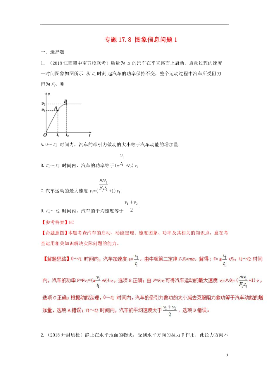 2018年高考物理二轮复习 100考点千题精练 第十七章 物理思维方法 专题17.8 图象信息问题_第1页