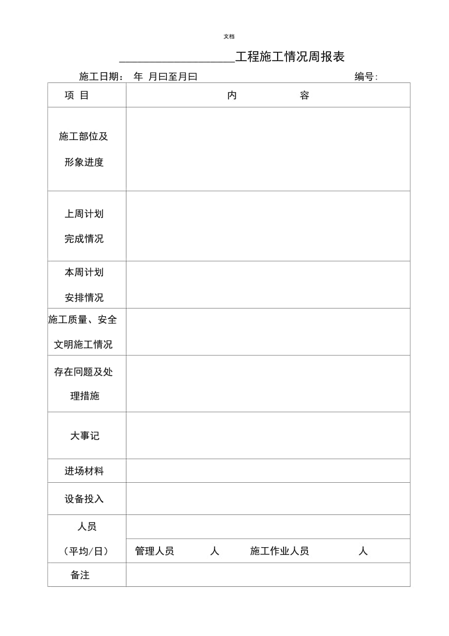 工程施工情况周报表_第1页