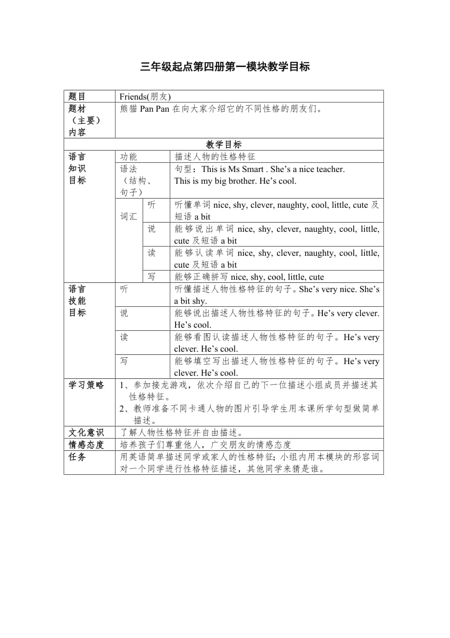 第四册英语教学目标_第1页