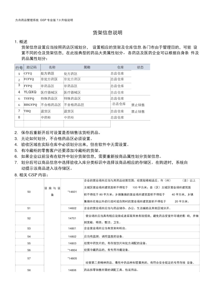 新版GSP方舟系统货架信息说明_第1页