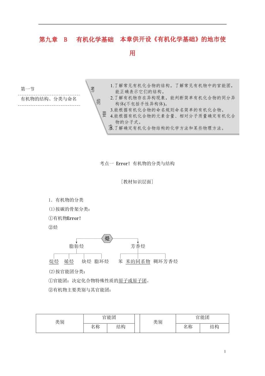 【三維設(shè)計】2016屆高考化學(xué)一輪復(fù)習(xí) 第九章（B）有機(jī)化學(xué)基礎(chǔ) 新人教版_第1頁