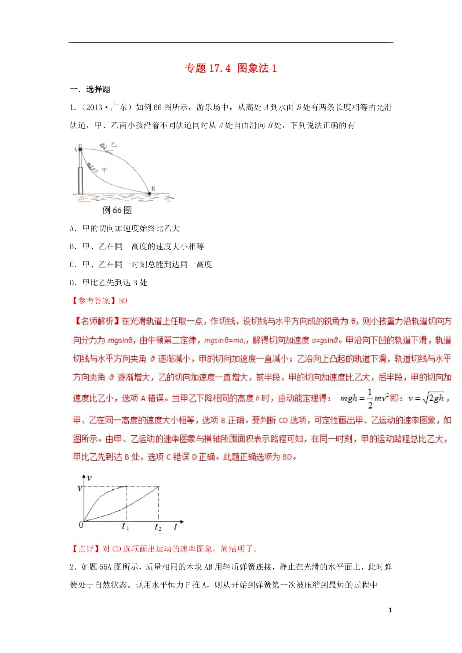 年高考物理二轮复习 考点千题精练 第十七章 物理思维方法 专题. 图象法_第1页