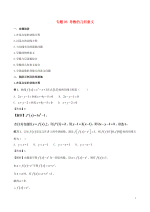 2018年高考數(shù)學(xué) 破解命題陷阱 專題06 導(dǎo)數(shù)的幾何意義