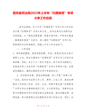 西充县司法局2022年上半年“扫黑除恶”专项斗争工作总结