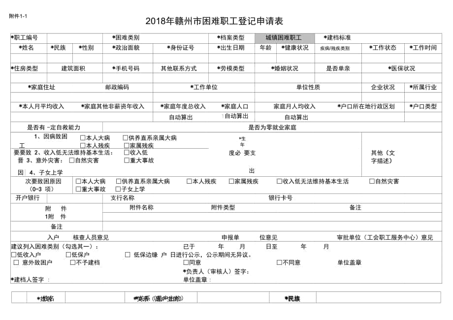 赣州困难职工登记申请表_第1页