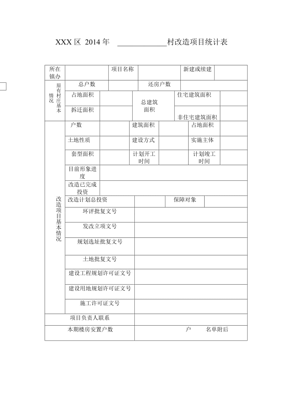 旧村改造项目统计表_第1页