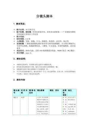 肇慶銀監(jiān)局 分鏡頭腳本