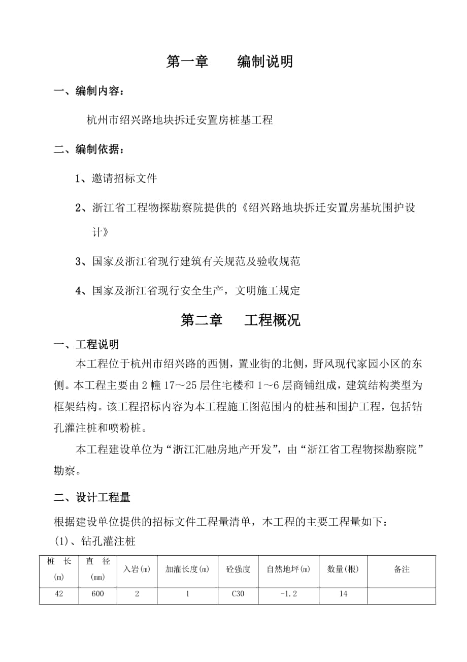 杭州市绍兴路地块拆迁安置房桩基工程施工组织设计_第1页