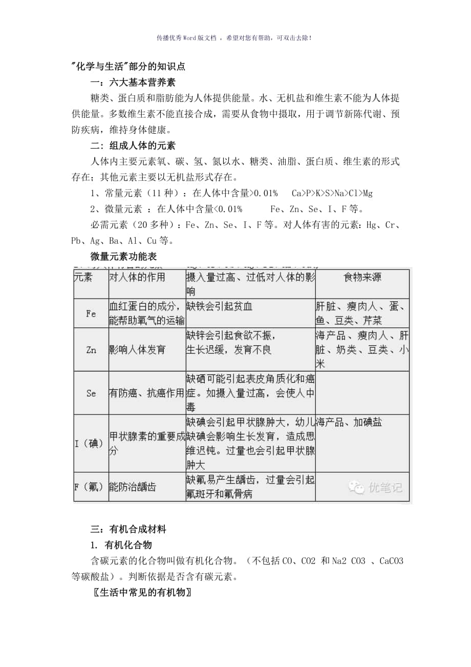 化学生活常识题Word版_第1页