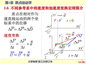 《質(zhì)點(diǎn)運(yùn)動(dòng)學(xué)》不同參考系中的速度和加速度變換定理簡(jiǎn)介