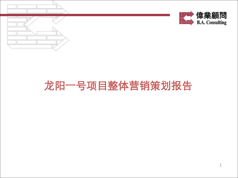 伟业顾问2010年武汉龙阳一号项目整体营销策划报告_第1页